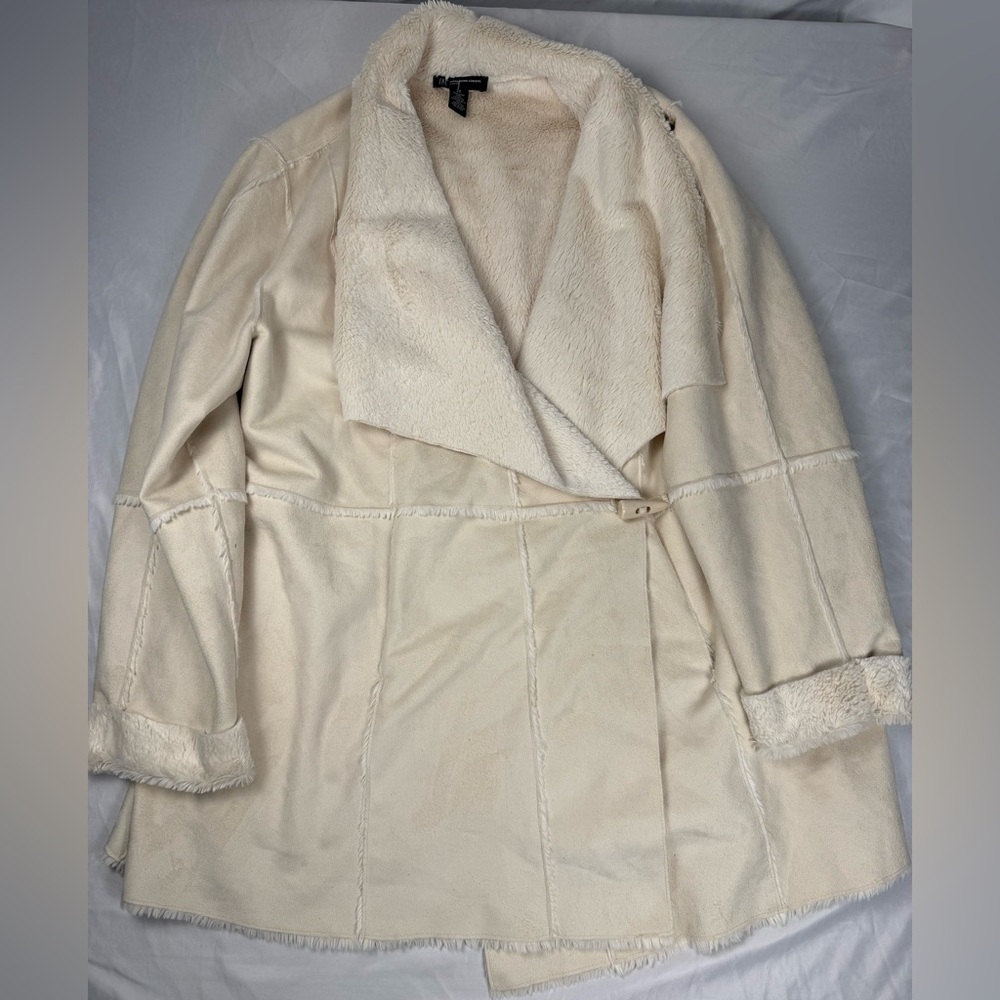 INC International Concepts Cream Faux Shearling Wrap Jacket 2X - Picture 2 of 12